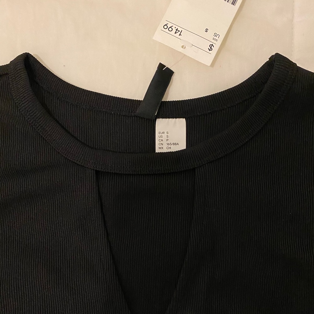 H&M Long Sleeve Cut Out Black Top